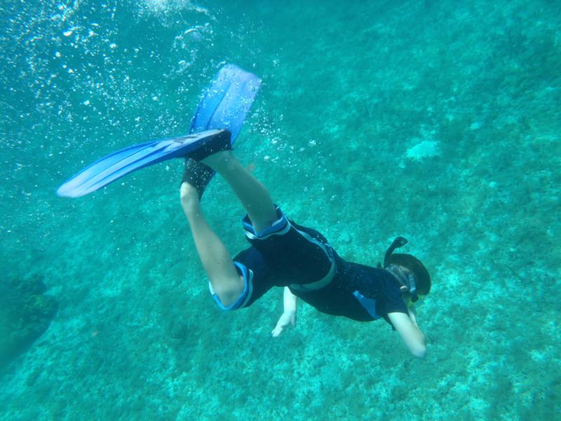 Son Conner snorleling in Cozumel