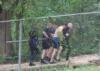 Carrying the pole to the weight station during TrashFest 2009