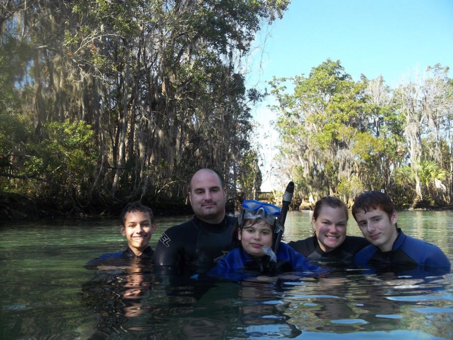 Bec, the kids and I in Three Sister Springs, Fl