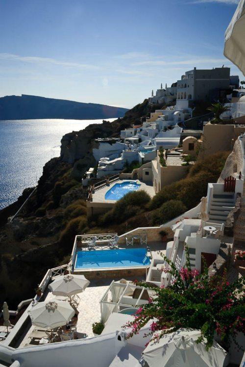 Houses on a cliff by the sea
