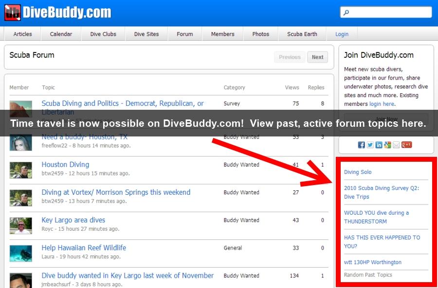 Time Travel on DiveBuddy - View Past Active Topics