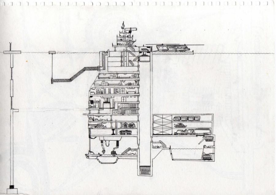 Deep Blue Sea the movie - drawing of underwater habitat