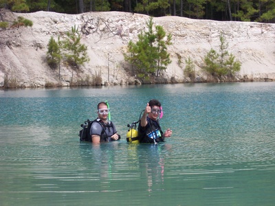 My dad and I at Blue Lagoon, Huntsville, TX.