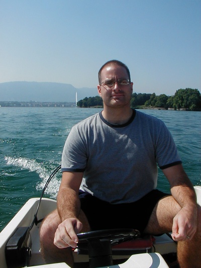 On boat in Lake Geneva, Switzerland.