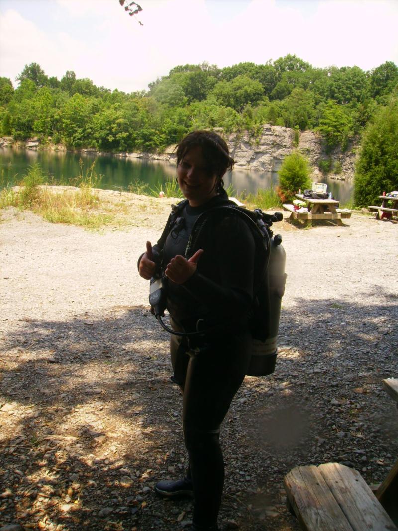 my sis on her first dive