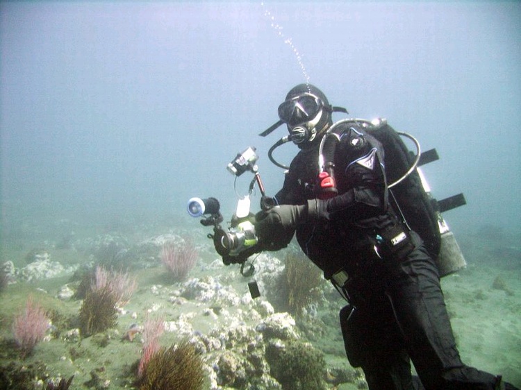 Hal in DUI Drysuit, Sea and Sea camera Anacapa California