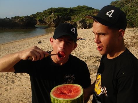 one of the best things to do after diving...BBQ and watermelon