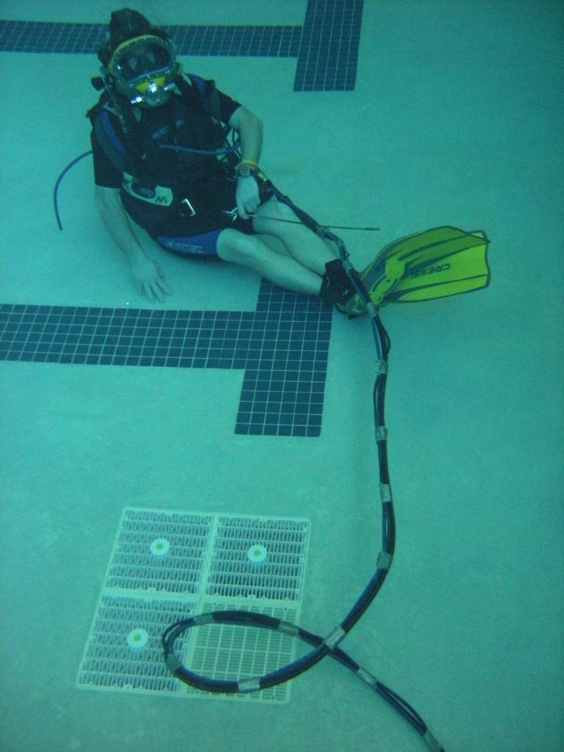 Practice with commercial helmet - replacing grates at local pool