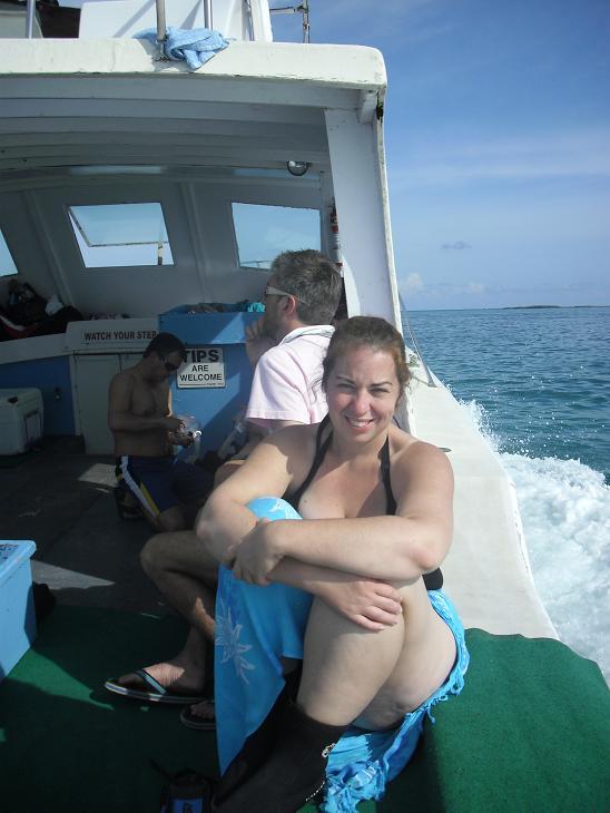 On dive boat in Bahamas