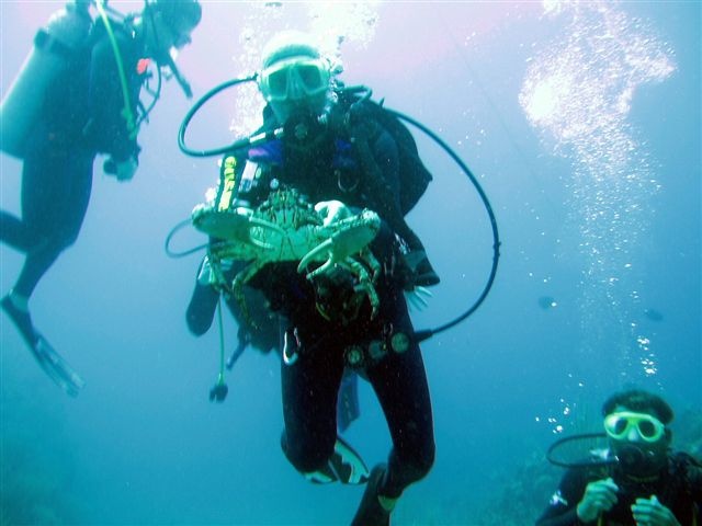 Me with crab in Belize