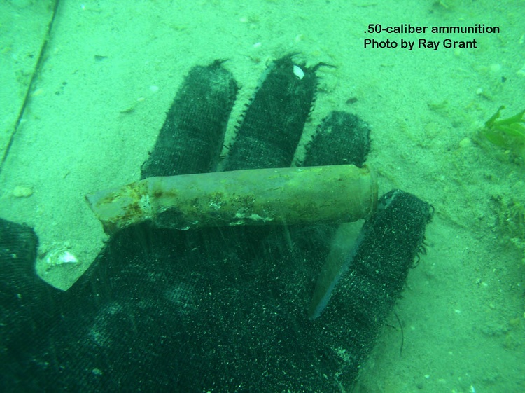 .50-caliber ammunition from the P-39 Airacobra in the St. Clair River