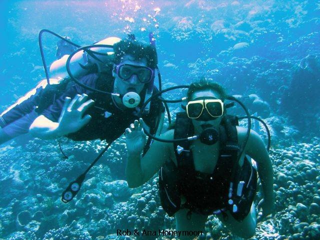 Ana & I diving in St. Lucia.