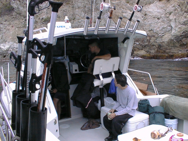 Rafting with a buddies boat out at the islands, notice the kelp monster all around, it almost got my