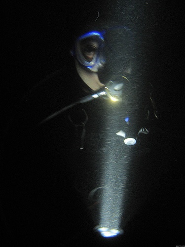 Inside the Devil`s Den. Cavern Diving