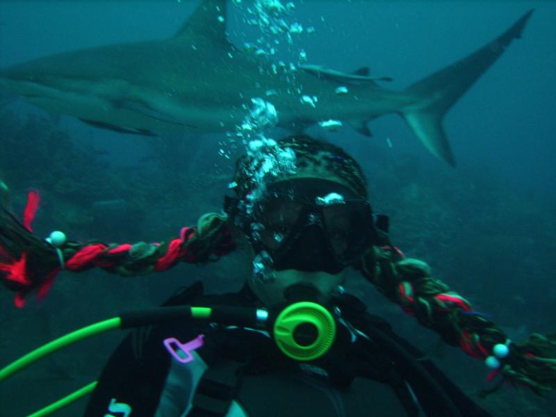 Valentina and sharkie,, Roatan Dec. 2008