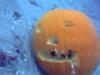 Pumpkin after carving it underwater