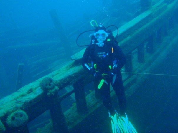 Me on the Arabia wreck in Tobermory Ontario, Canada