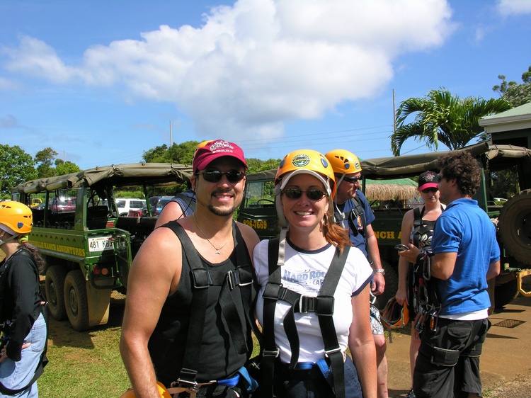 About to zipline in Kaui