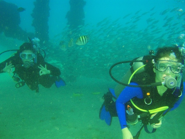 Shore diving w/my mom, Crashboat beach, Aguadilla, Puerto Rico