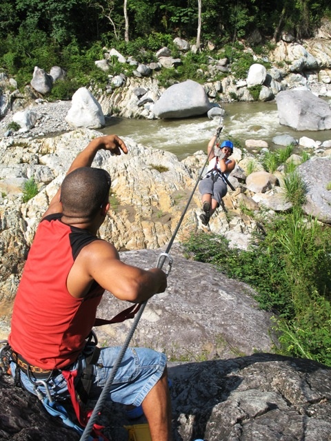 Zip lining in the jungle: La Ceiba, Honduras