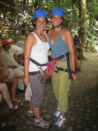Dive Buddies: Tasha & me before ziplining through the jungle/rio cangrejal - Honduras