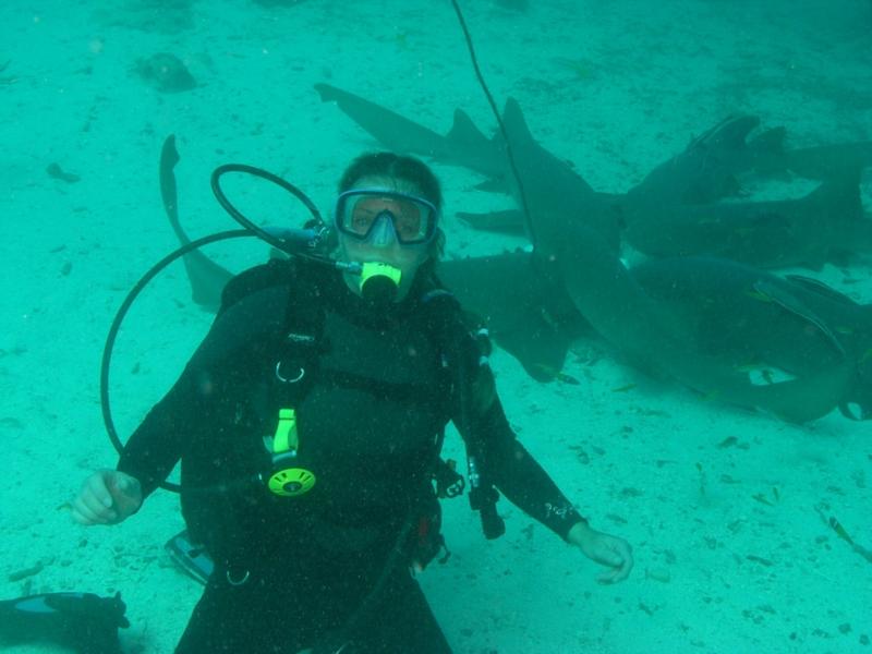 Me with the nurse sharks, Belize Dec 2009