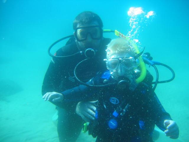 My 10yo son and I 32feet under Lake Tahoe