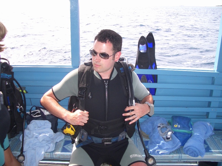Preparing for a dive in the Maldives