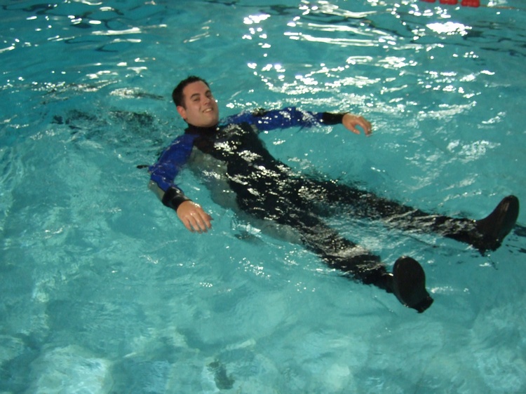 Testing new dry suit in local pool