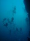raining divers at the blue hole