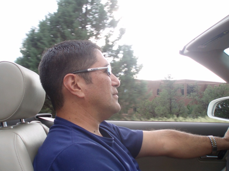 Me topless scuba driving in Sedona