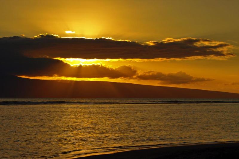 Sunset over Lanai, off Napili, Maui