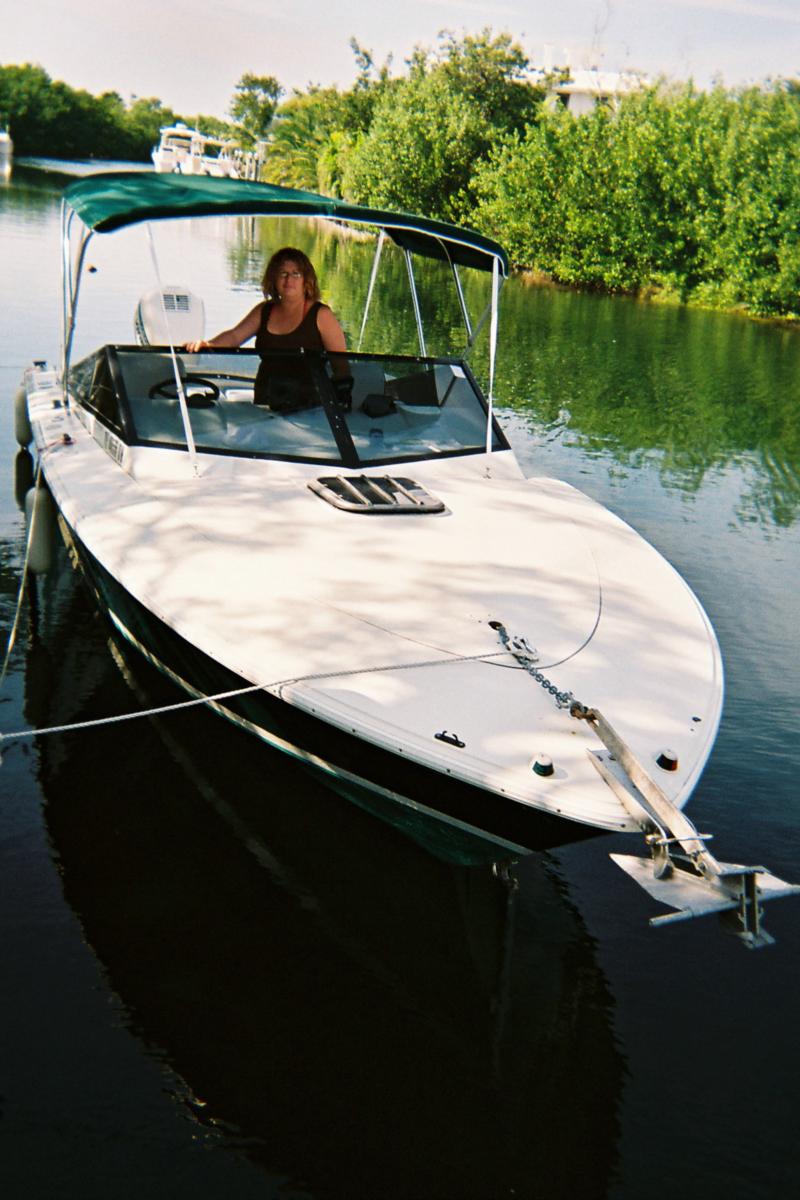 Jennifer hooking up the GPS before heading out in the florida keys...