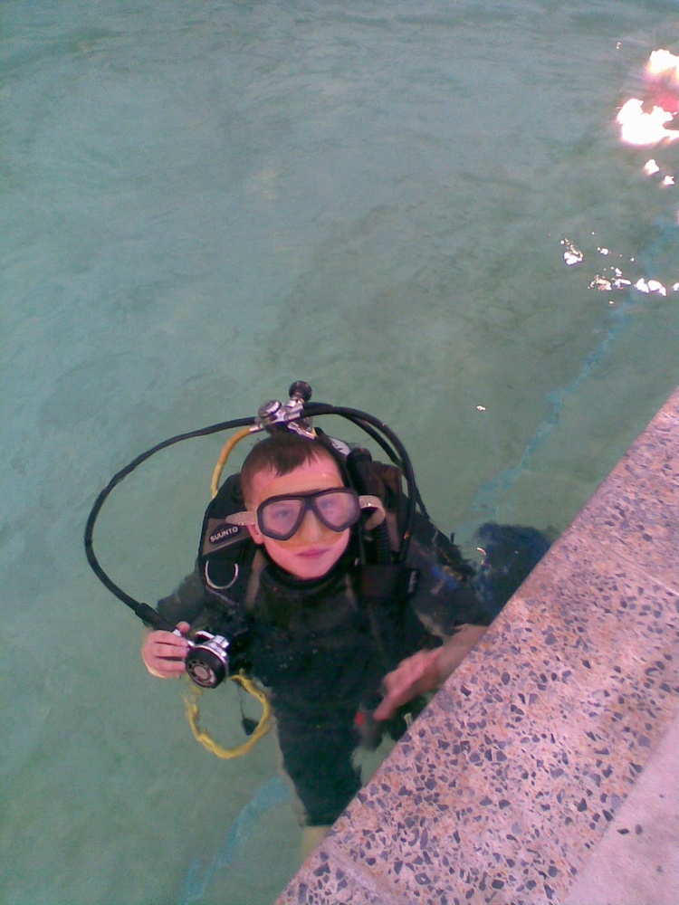 my son joe in the pool