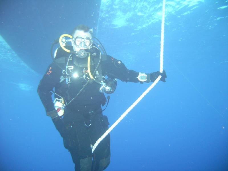 Me on a Deco Stop after MS Rhein Dive to 240 FSW.