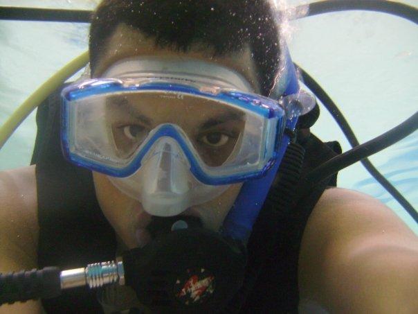 Me underwater at Friends Select in my trunks after I removed my wetsuit since I was getting hot.