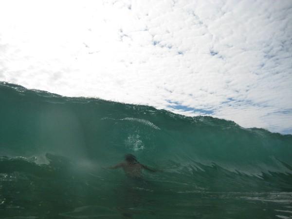 frogman john hiding in the wave.