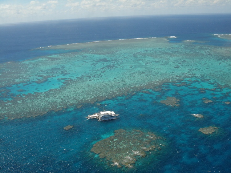 View of Barrier Reef of Australia from Heli