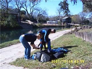 My Wife Nicole helping me with gear...bummed she didn`t bring gear