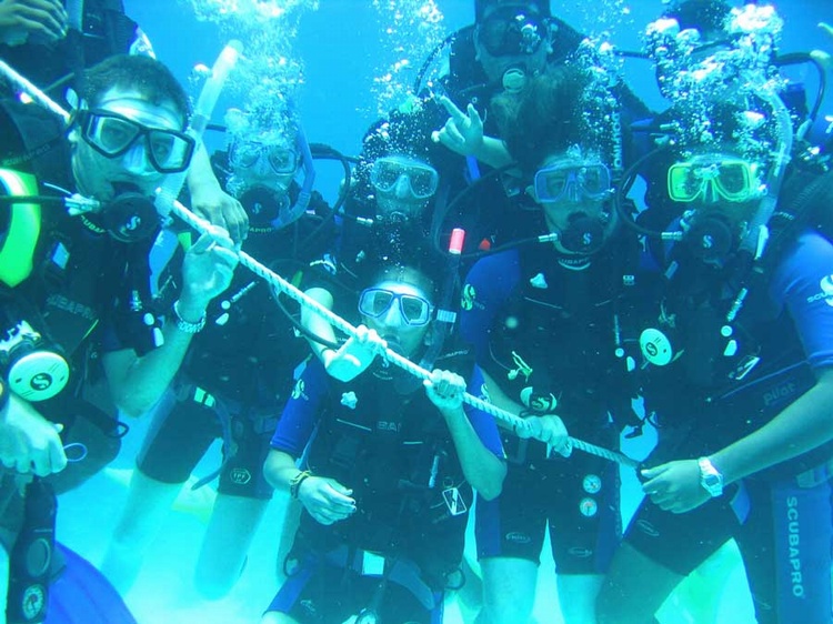 students hanging out on the line