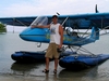 Boarding a seaplane in Roatan for some aerial footage. 2006.