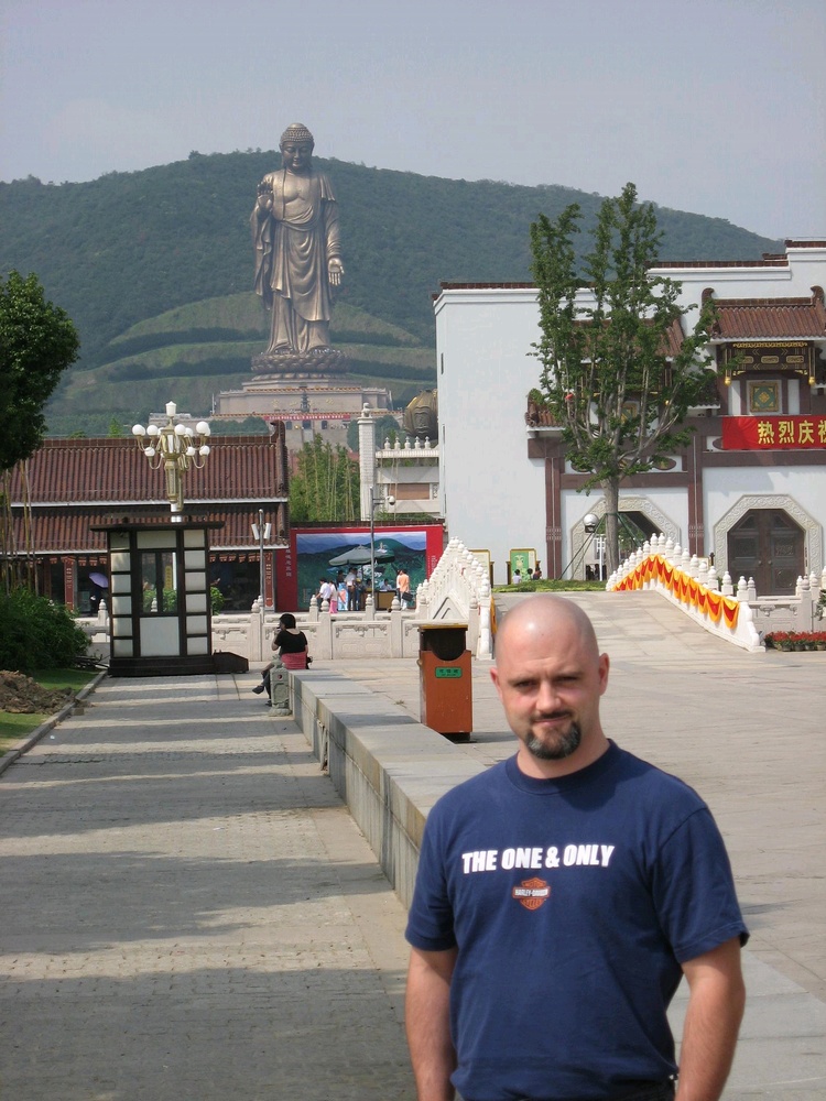 Me at the world`s largest Buddha in China - look at how small the people are at the statue`s feet