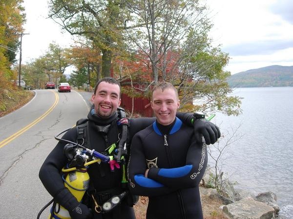 Thats me on the left, my buddy pat just made his 1st 100` dive