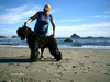 On the beach in Bandon, OR with my dog Fergus