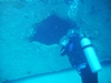 Taking picture of inside of James Bond wreck. Nassau, Bahamas