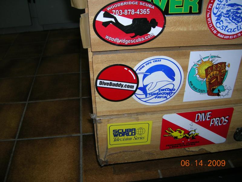 DiveBuddy sticker at Ocean Divers in Key Largo.