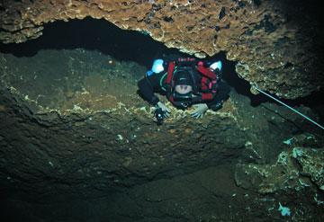 Diver entering Weeki Wachee cave