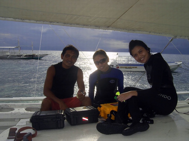 At the boat after diving at Tuble, Moalboal