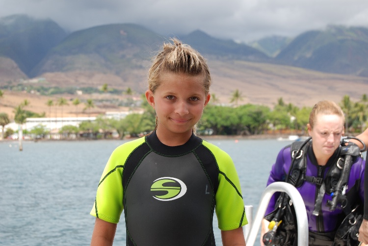 Kira, My Daughter, 10 yr old diver! Lahaina, Maui