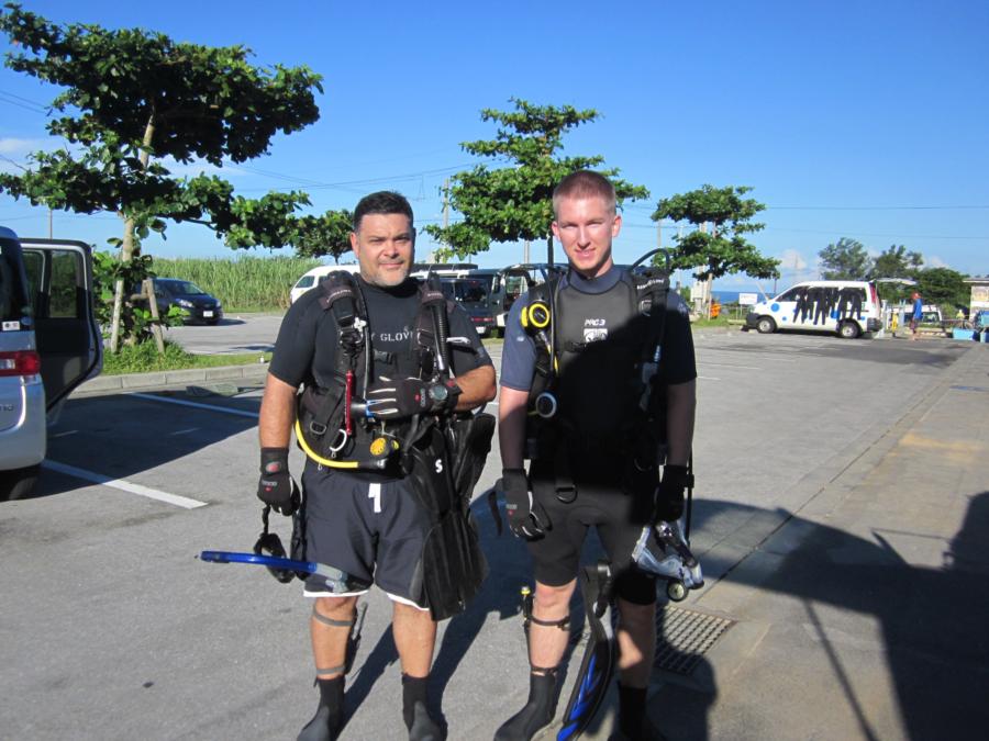 Me and a friend getting ready to dive